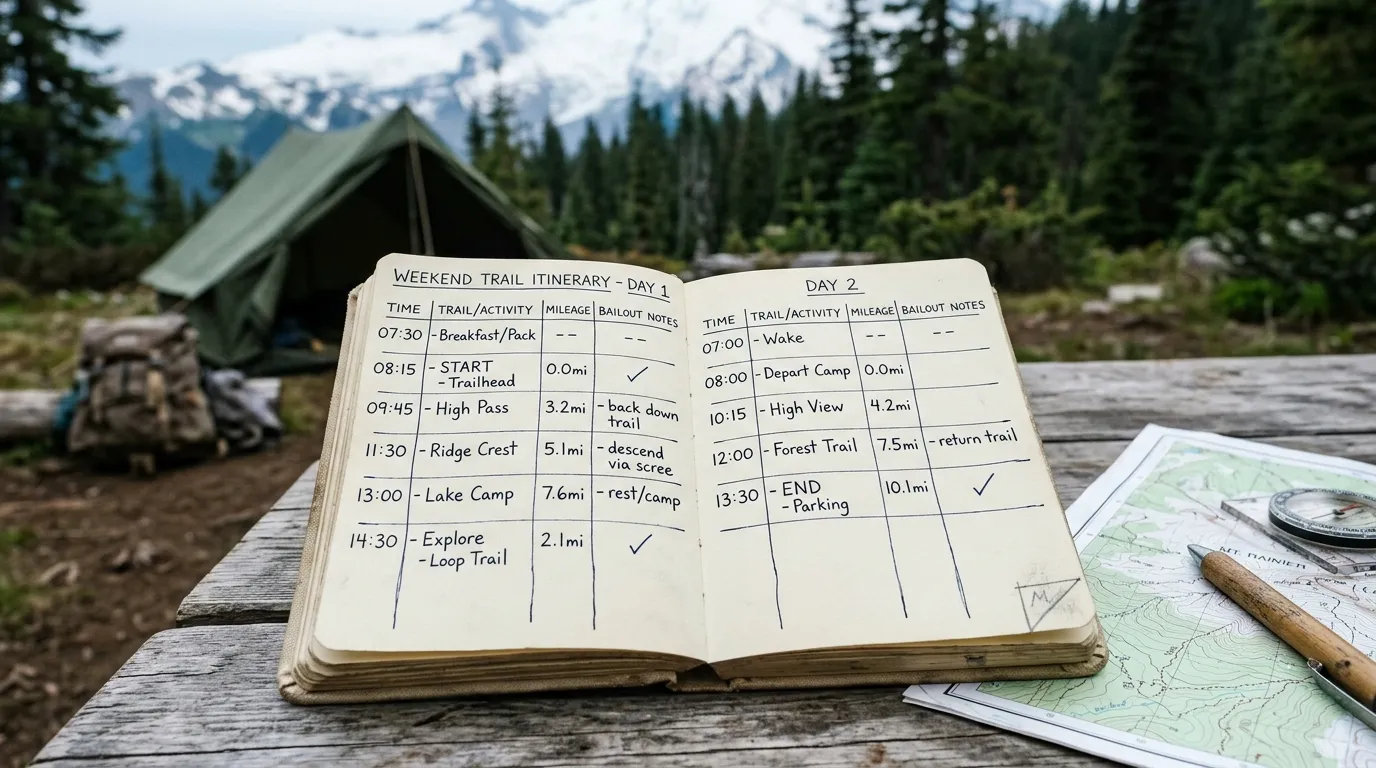 Trail Itinerary Template for a Two-Day Weekend